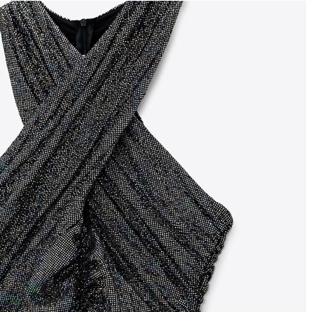 NWT ZARA Sparkly Draped Dress Multicolored XS - Picture 2 of 6
